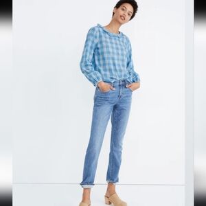 Madewell Ruffle-Neck Top in Colwell Plaid$79.50 Sz Xxs